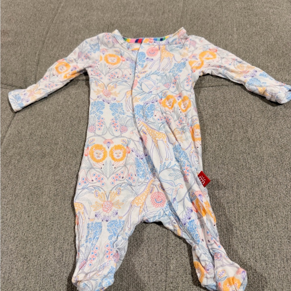Magnetic Me White Footed One-Piece with Pastel Animal Print